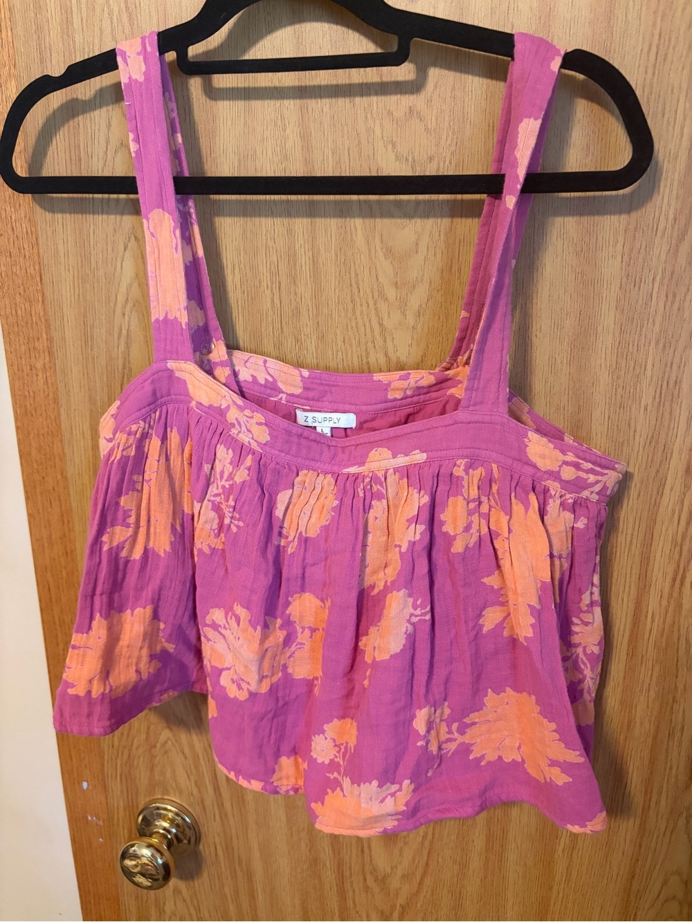 Z Supply Pink and Orange Floral Cropped Tank